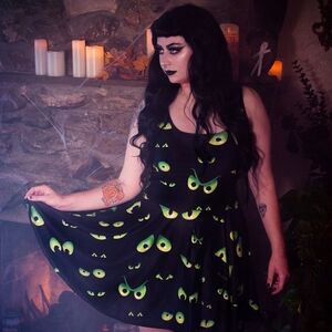 Black Mast Spooky Eyes Skater Dress